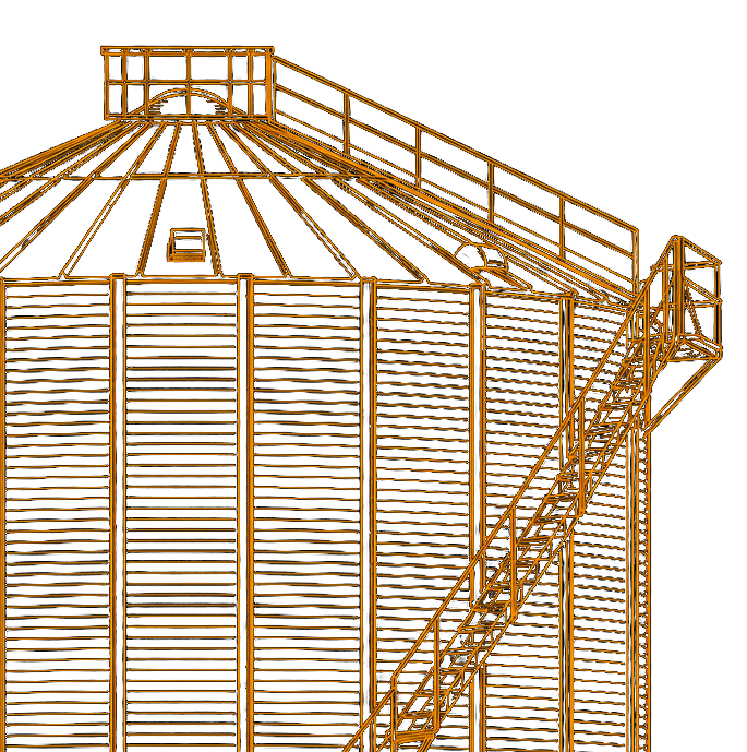 Grain silo roof and staircase detail — technical elevation